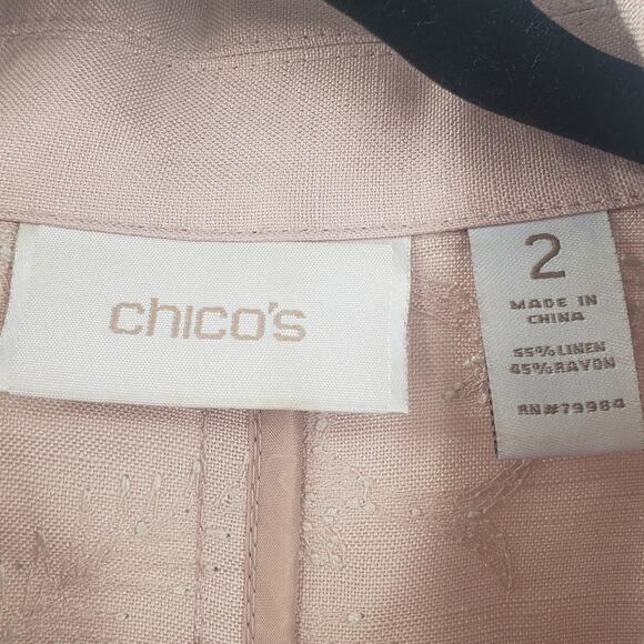 CHICO'S Pink Linen Blend Blazer Womens Size Large L (Chico's Size 2) - Picture 3 of 3